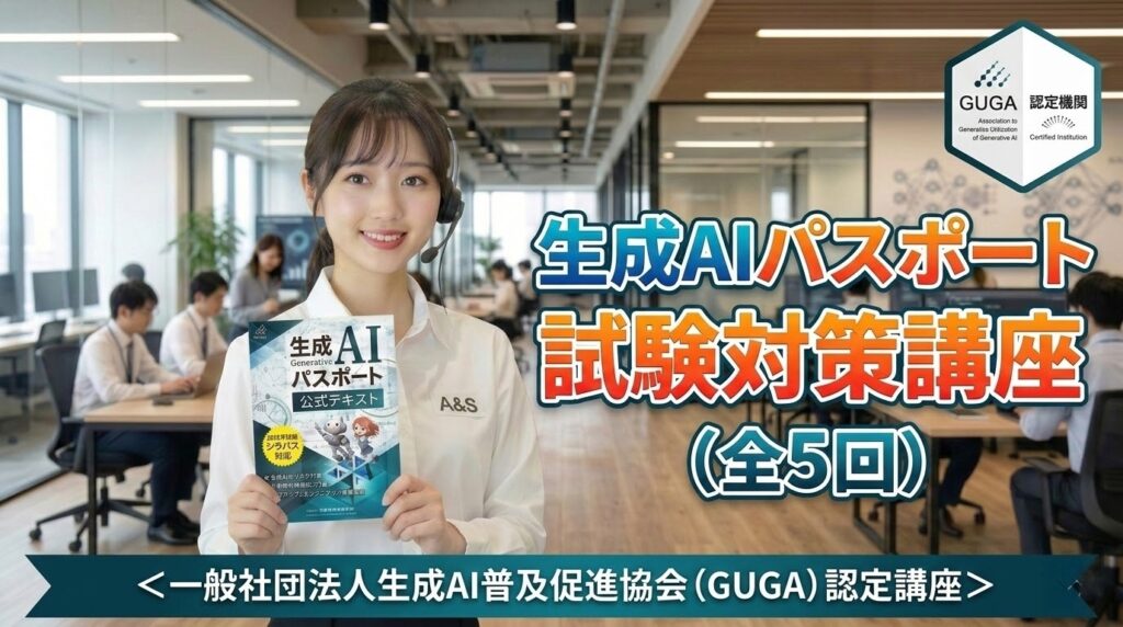 GUGA認定「生成AIパスポート試験対策講座」が３月２５日から始まります