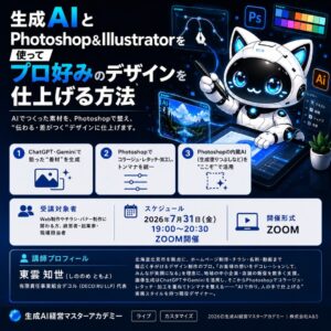 オンライン受講資格【AIツール実践】生成AIとPhotoshop＆Illustratorを使ってプロ好みのデザインを仕上げる方法