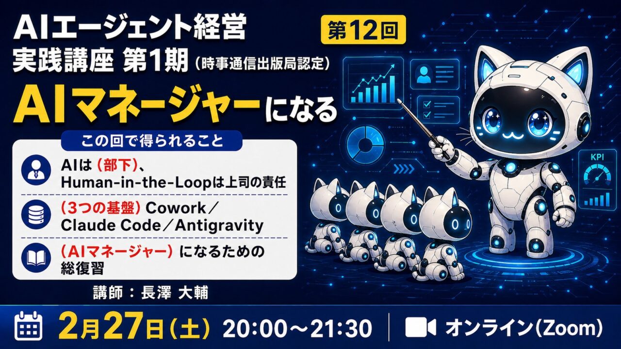 【MBAクラス】AIエージェント経営実践講座 第1期 第12回　人とAIの「協働」・AIマネージャーへ